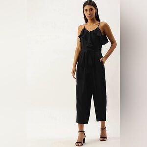 H&M Sleeveless Ruffle Jumpsuit | Black | Size 6